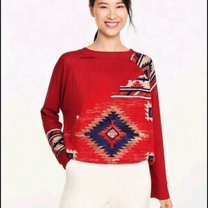 Aztec Western Women's Red Patterned Top